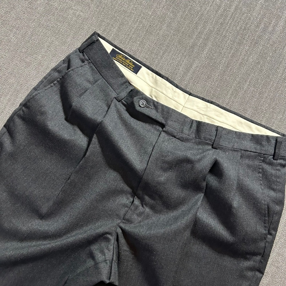 Brooks Brothers Dress Pants Mens 38 Charcoal Grey Pleated Worsted Wool USA Made